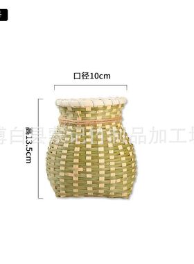 竹篓手工采茶篓鱼篓箩筐背篓大花盆小竹筐竹篮子竹编制品装饰汉服