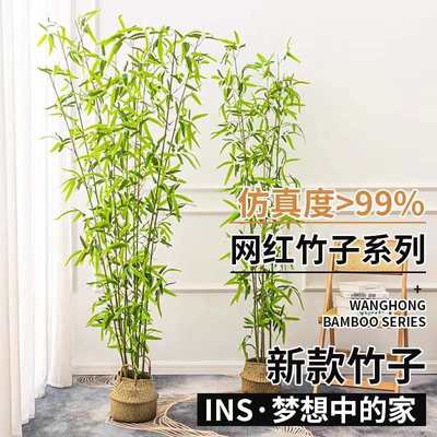 仿真竹子室内室外装饰绿植禅意隔断景观古典屏风中式装饰盆栽造景