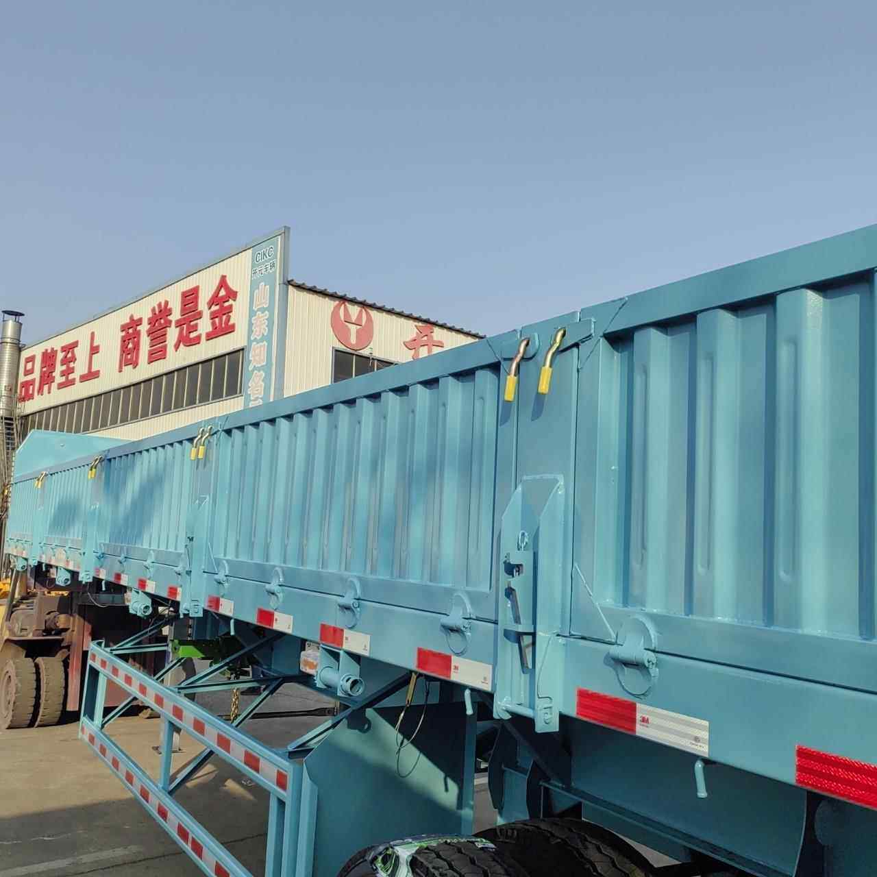 境外13米高栏半挂车自卸侧翻半挂车仓栏运输半挂车侧翻自卸