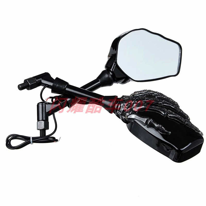 力帆V16龙嘉V途奔达250摩托车改装骷髅手爪LED后视镜反光镜倒后镜