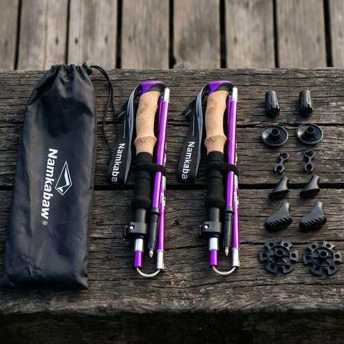 2根套装5节折叠登山杖铝合金伸缩爬山手杖行走杖旅游装备乐驰客