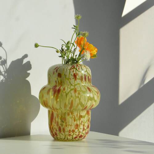 手工家居装饰艺术波家居琉璃可摆件欣复古点感花瓶彩色中古