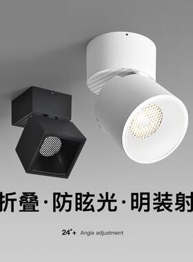 明装筒灯Led射灯家用吸顶天花灯免开孔走廊过道灯客厅可调节角度