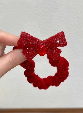 本命年红色发绳2024新年头绳高弹力耐用皮筋女扎头结过年发饰