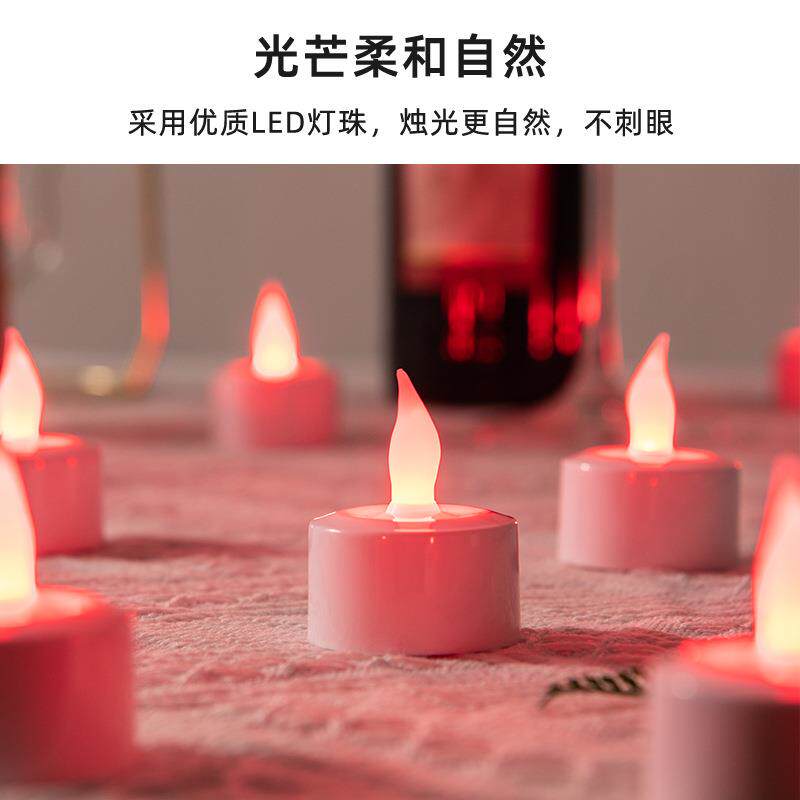 12座白壳led充电仿真电子蜡烛灯圣诞酒吧剧本杀密室蓝光绿光