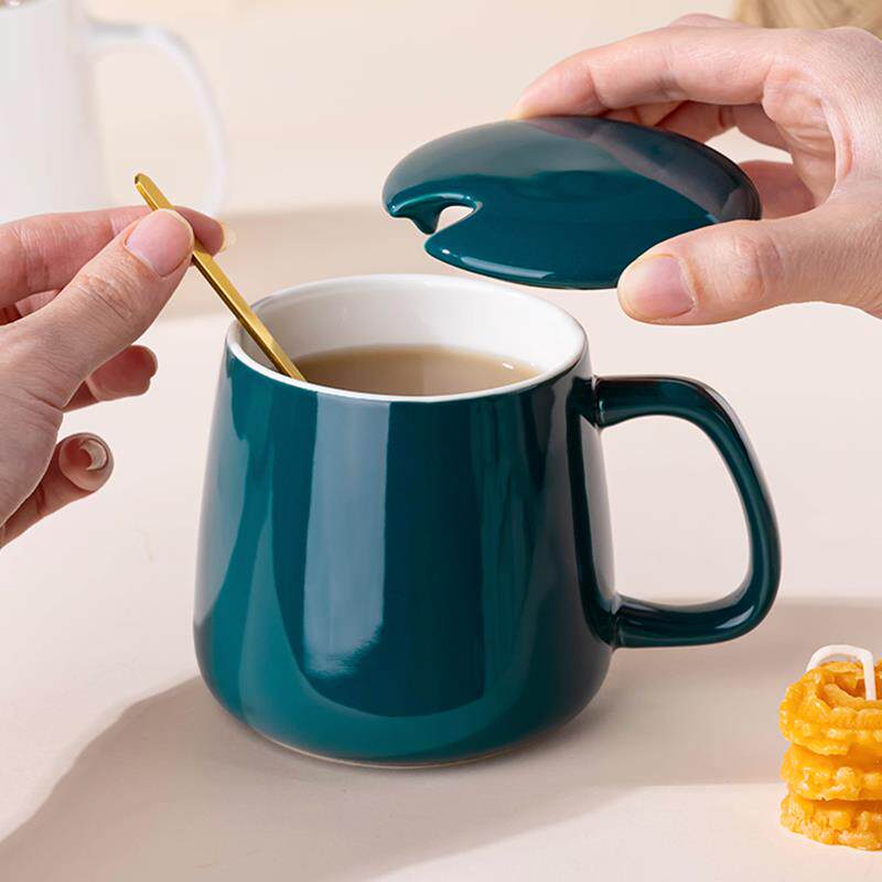 马克杯盖勺礼品套组咖啡办公家用大肚容量男陶瓷喝水杯子女生定制