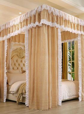 公加flx厚遮光床幔床帘主风蚊帐一体式防尘1.5米1.8闭m封双人床家