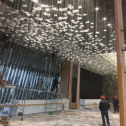 非标工程手工玻璃花瓣吊灯异形装饰大型装置艺术沙盘灯售楼部
