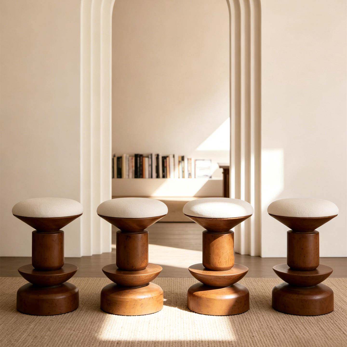 中古风实木样板间岛台吧凳 法式复古吧台餐桌椅子家用餐厅高脚椅