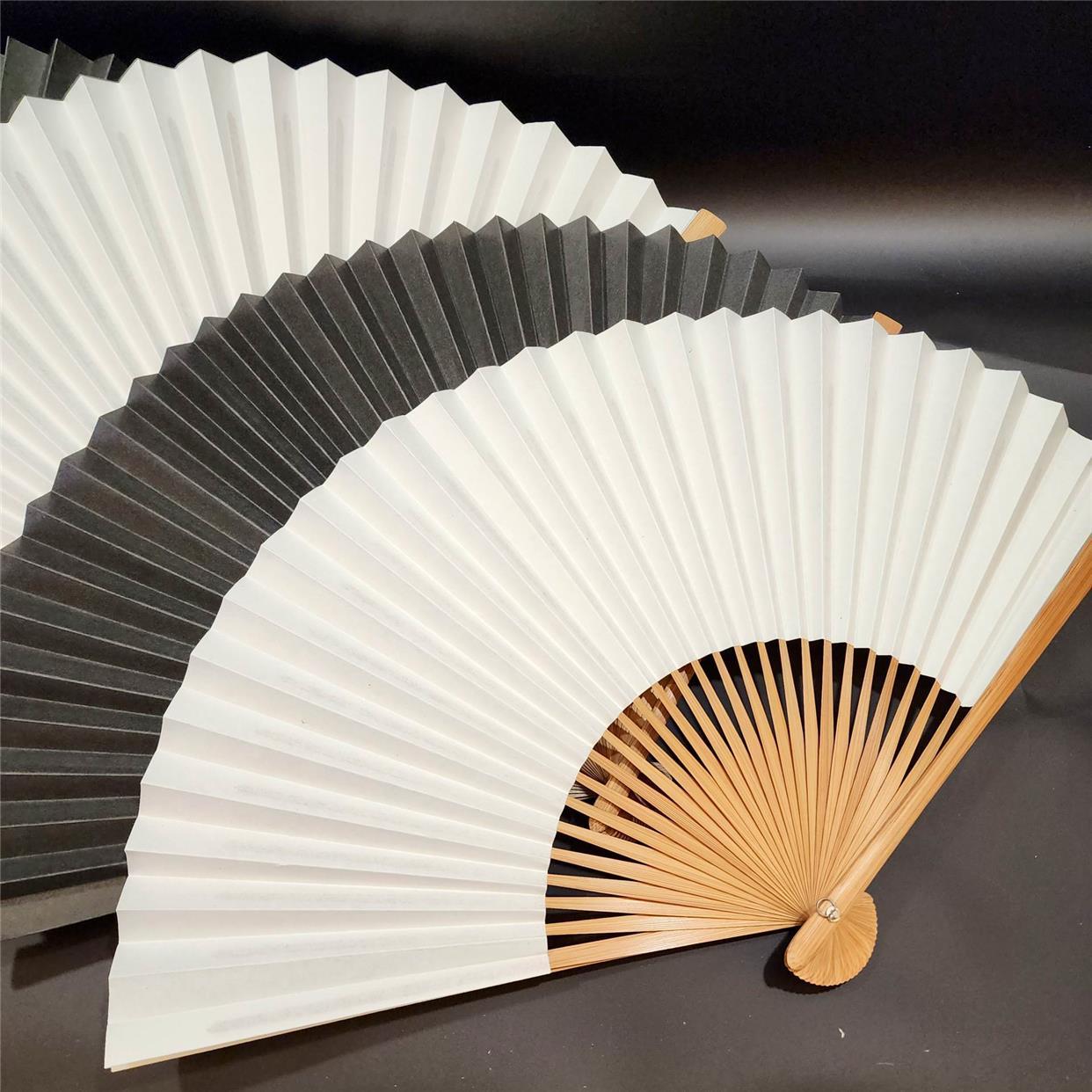 6.5寸8寸9寸30方空白扇子和风古风折扇白纸扇子黑纸扇书画DIY定制