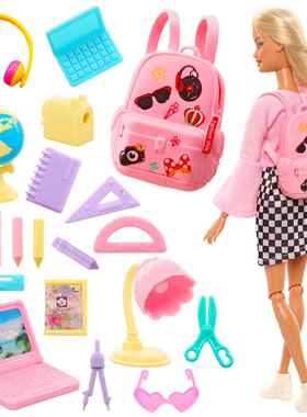 Kawaii Miniature Dollhouse Study Accessories for Barbie 18 i
