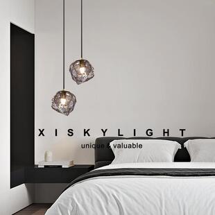 意式极简艺术卧室床头吊灯冰块设计感饭厅灯玄关熔岩造型鱼线 线