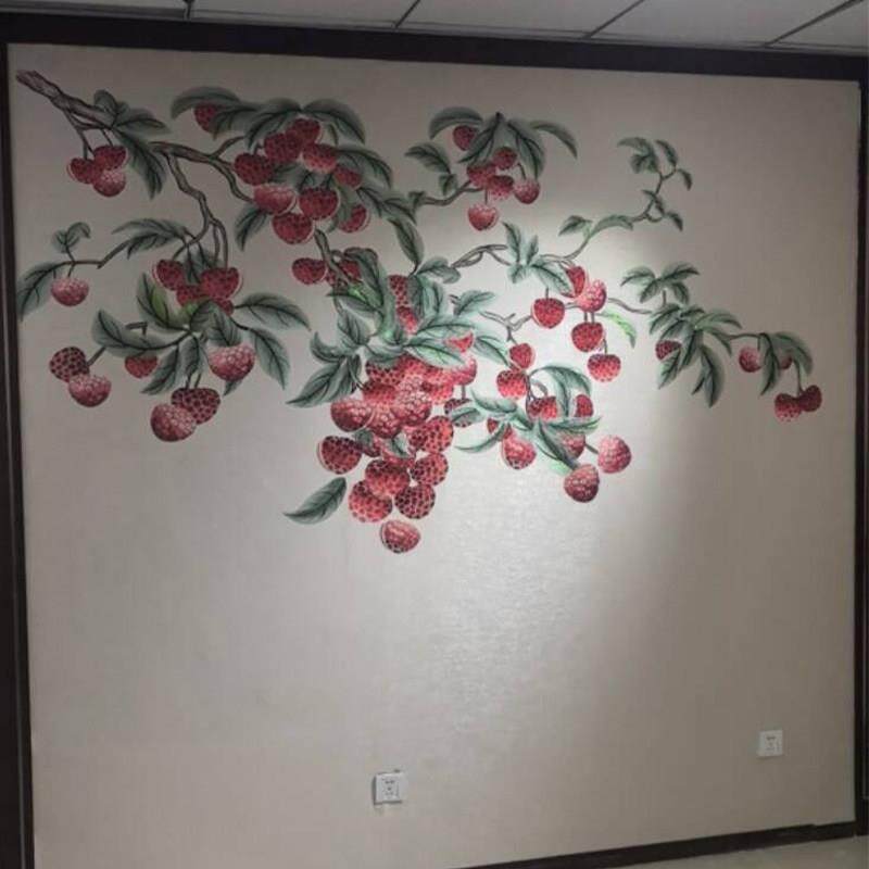 独绣刺绣无缝壁布荔枝大吉大荔客厅电视沙发背景墙独秀布新中式