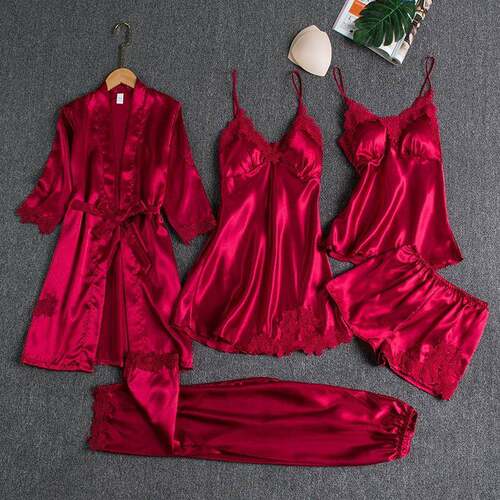 Womens Summer Ice Silk Sexy Homewear Spring and Autumn Long