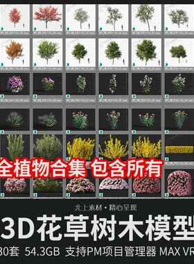 国外超全植物3Dmax模型库花草树木54GB专辑支持PM项目管理器插件