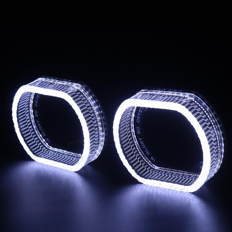 SANVI 3寸i8 O型LED天使眼白光 白黄光 幻彩汽车大灯日行灯改装