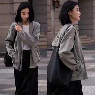 neck hoodie fashionable silhouette cardigan jacket