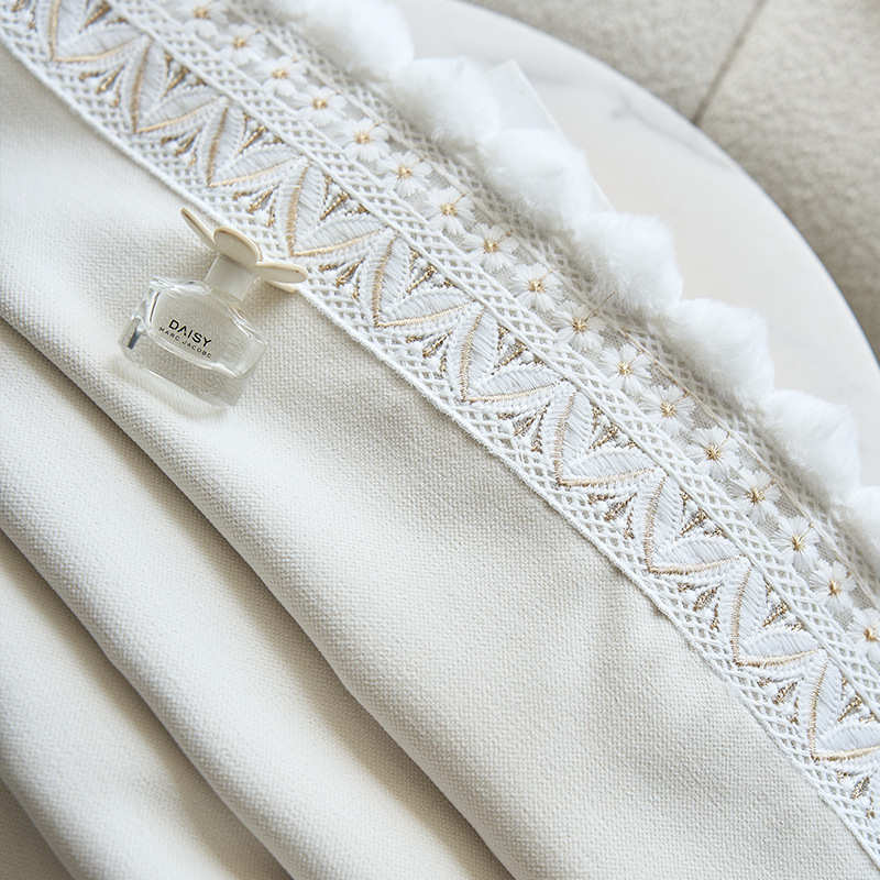 法式奶油丝绒窗帘2024新款客厅卧室遮光浪漫简约现代纱帘测量安装