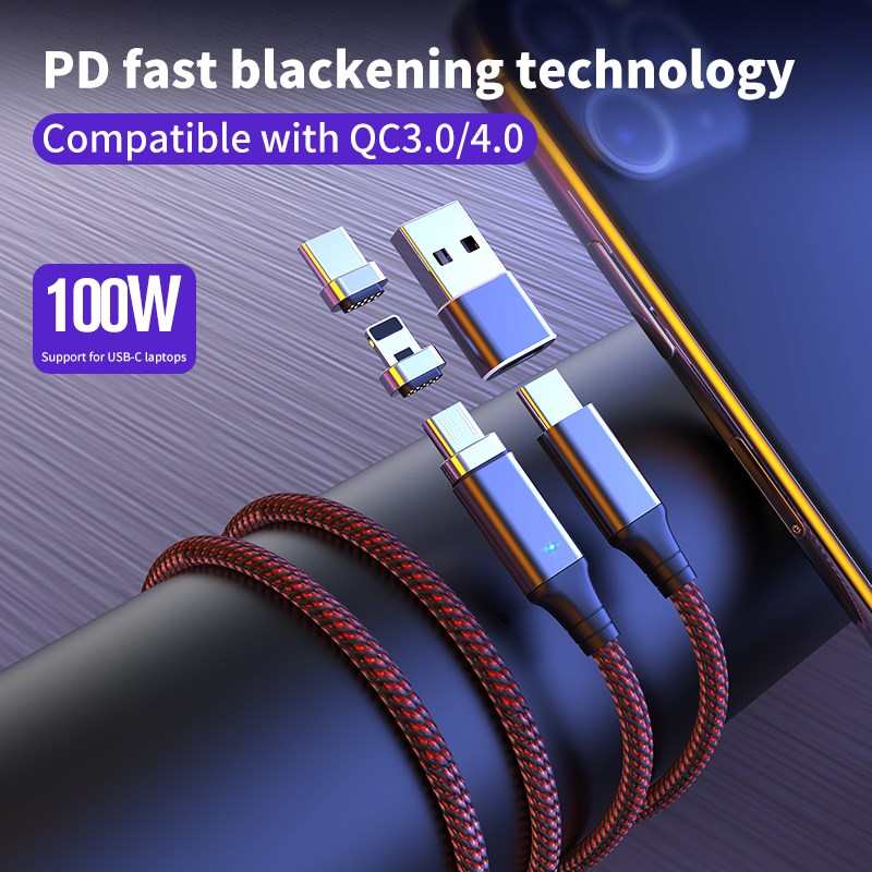 100W PD Magnetic USB Cable Type C to Type C Cable 20V 5A Fa