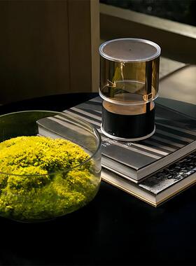 现代轻奢样板间客厅角几软装摆件卧室床头柜苔藓盆景组合