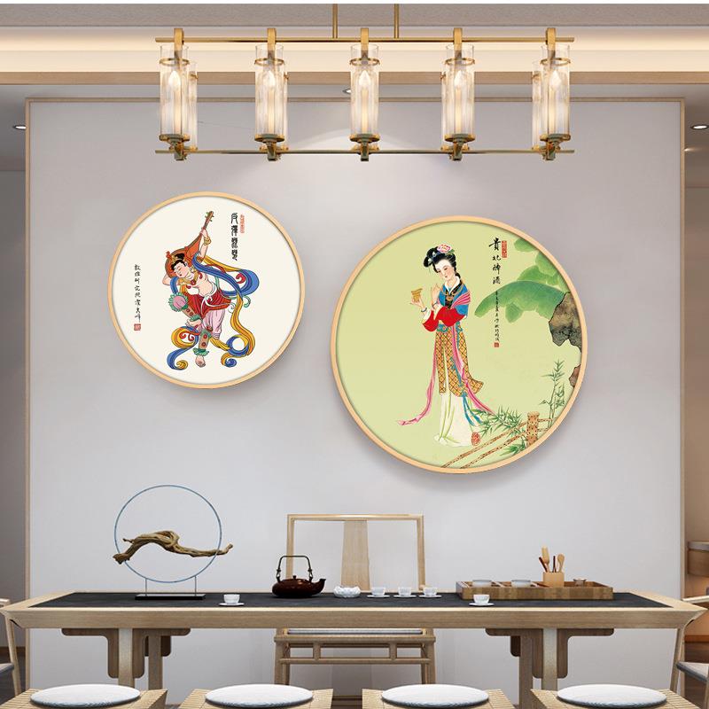 妃醉酒貂蝉西施四大美女贵挂画月飞拜天圆形装饰BLG画仕女图古典