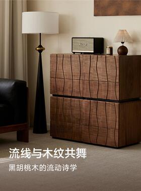 愫木作北朴黑胡实木斗柜边柜客厅美收纳桃储物卡门中G4502古组合