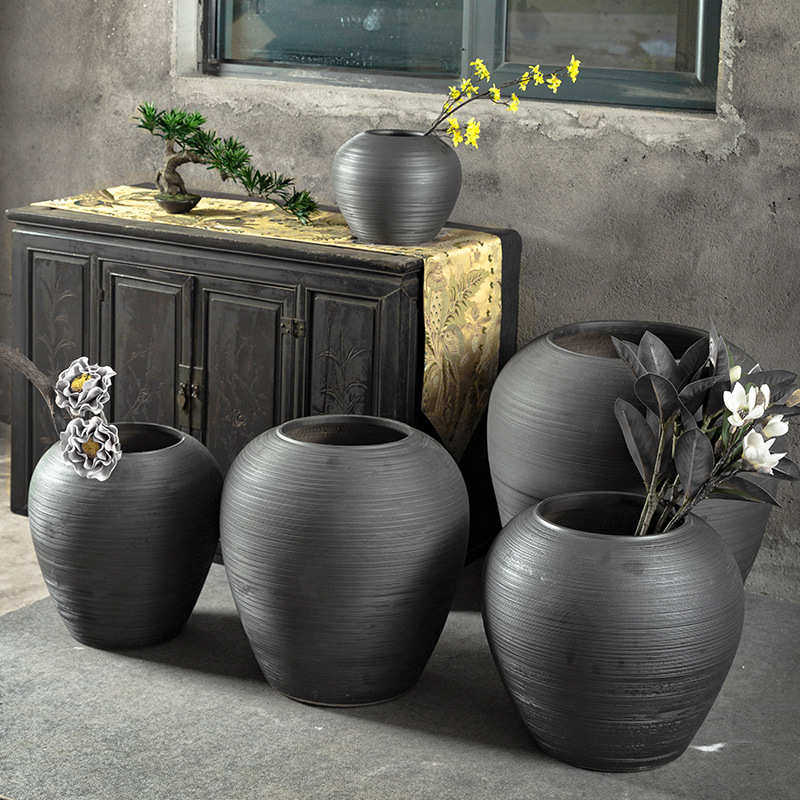 复古做旧陶罐景德镇陶瓷花器客厅玄关插花落地大花瓶粗陶组合摆件,家居饰品,花瓶,淘宝优惠券,粉丝福利购,淘宝优惠卷