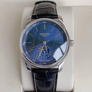 盒证[9.8新]浪琴名匠系列四针月相精钢自动机械男表L2.909.4.92.0