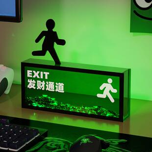 约小夜灯工业风高道级感摆件简BJ2362发财通意文字氛围灯电竞桌创