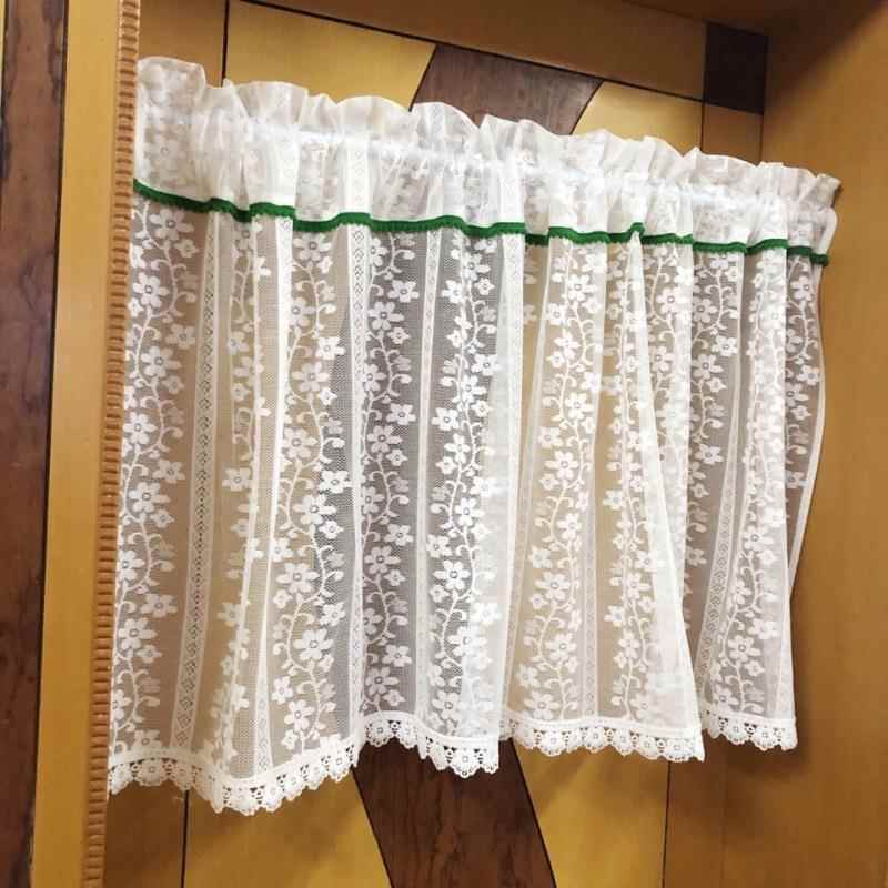 【折扣价】法式蕾丝半短帘韩式小花朵文艺田园透光门帘白色美式窗