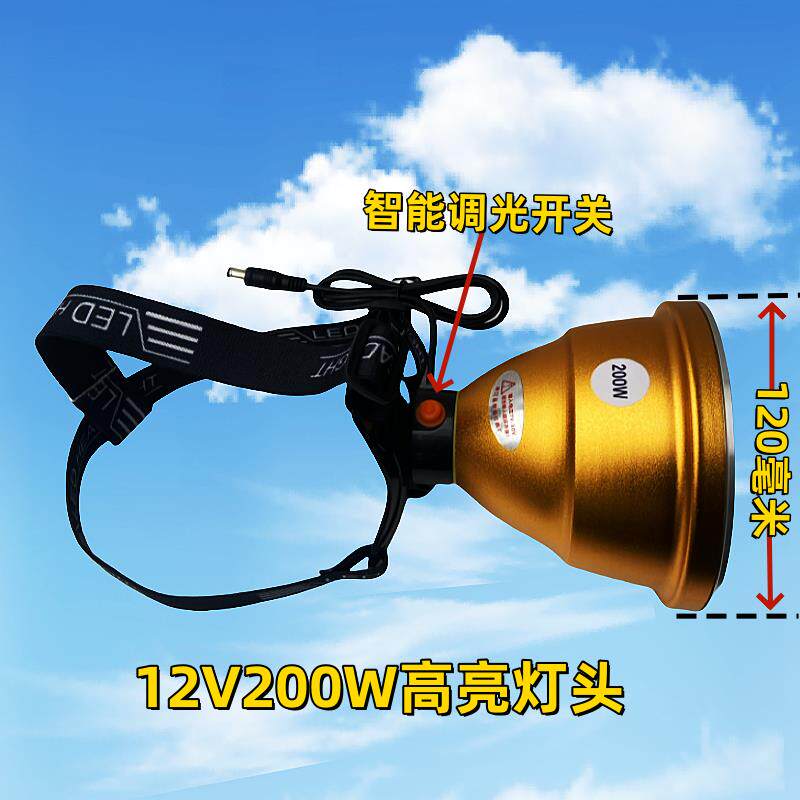鸿顺户外5到30V宽电压100w200瓦黄光白光蓝光钓鱼灯夜钓雷射灯炮