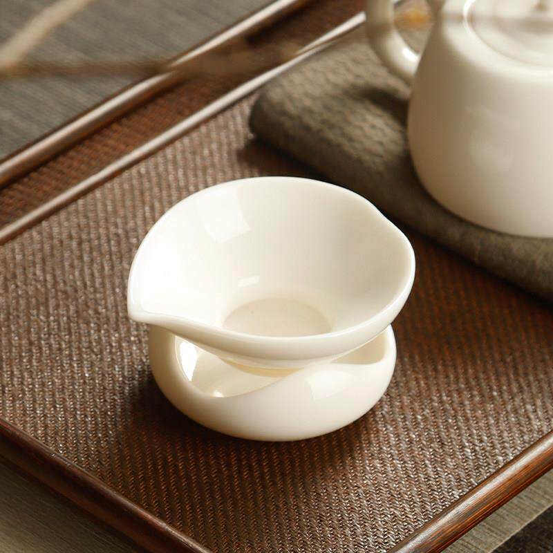 羊脂玉白瓷茶漏滤茶器茶叶泡茶过滤网器茶虑茶隔滤茶器功夫茶具配