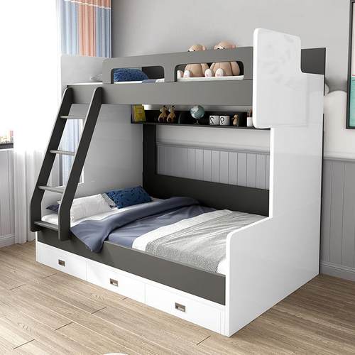 多功能实木低WQN双层床子母女孩儿童床母子约上下床简双人高床床