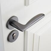 门锁室内卧室静音房门锁化妆室木门把手黑灰色家用通用型房间锁具