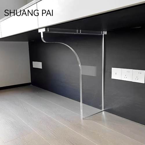 透明亚克力桌腿加工7字型弧形书桌腿圆柱形水晶支撑T形一字型桌脚