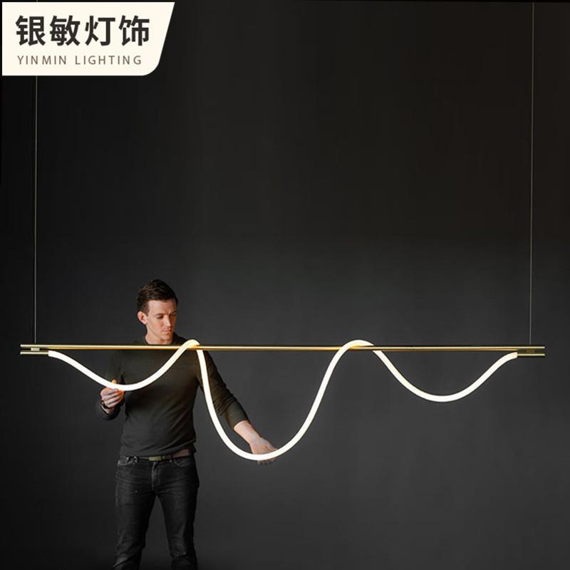 [一件包邮]软装餐吊灯个性长条餐厅极简艺术硅胶软管吧台灯极简风