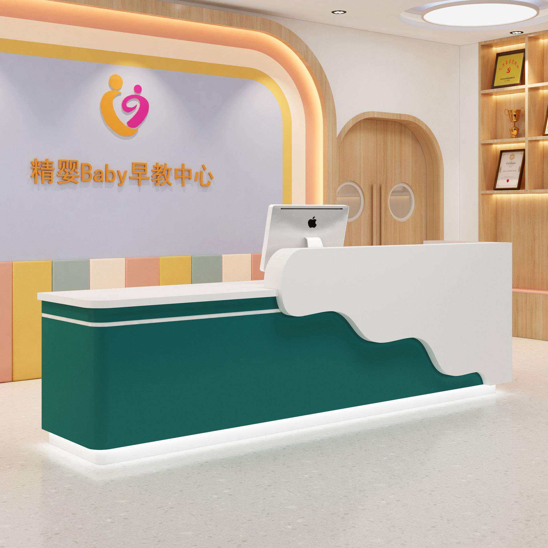 培训机构前台接待台童装店收银桌兴趣班母婴店简约现代吧台收银台