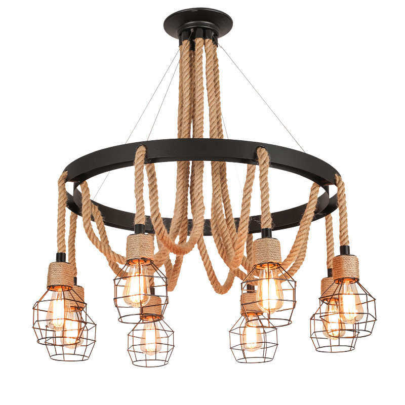 工业风麻绳吊灯创意餐厅酒吧复古吧台服装店美发店铁艺麻绳吊灯,家装灯饰光源,客厅吊灯,淘宝优惠券,粉丝福利购,淘宝优惠卷