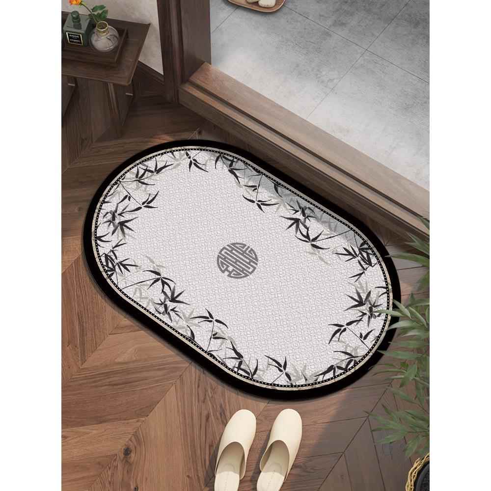 新中式椭圆形入户地垫室外吸水防滑硅藻泥踩脚垫浴室门口防滑门垫