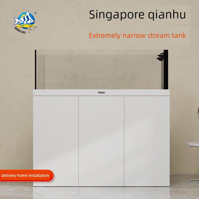 仟湖鱼有爱家用鱼缸客厅一体式极窄溢流溪流缸超白玻璃底滤水族箱