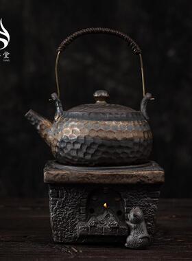 古早烧粗陶蜡烛温茶炉暖茶器茶壶公杯温茶台加热底座茶具陶瓷单壶
