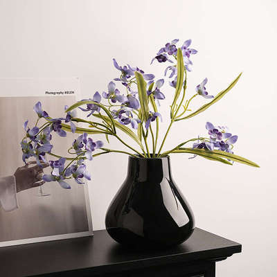 礼品圆摆件花瓶法式家居肚高级插花贝汉感美装饰品陶瓷乔迁水培