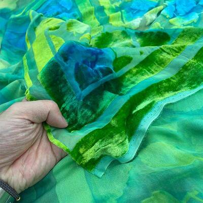 吉第华都真家丝烂丝花绒剪花绡绒剪花绒真丝AXP面料厂现货