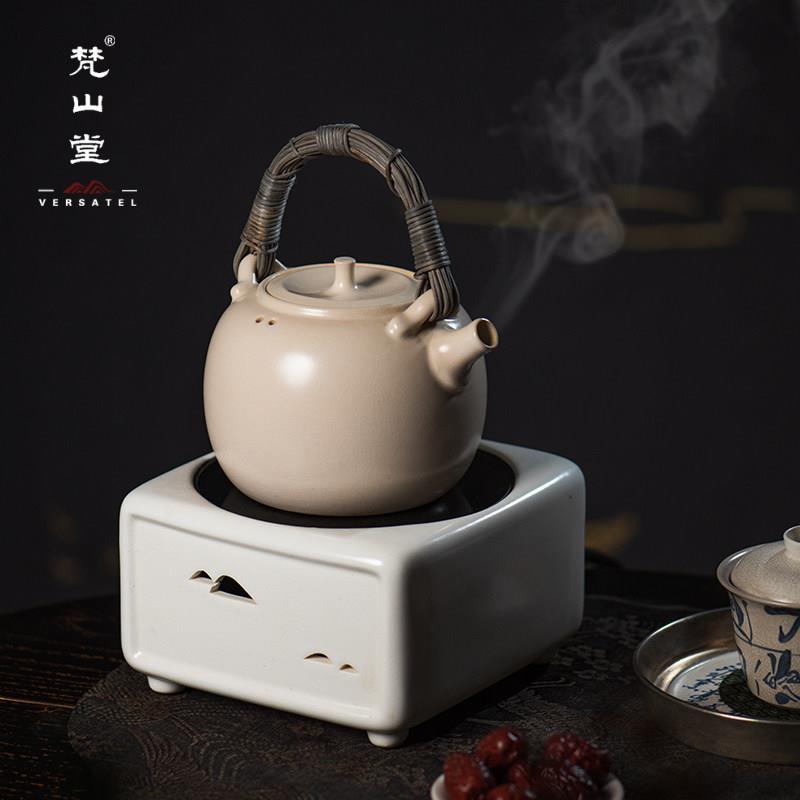 梵山堂苏打釉白泥陶壶凝白壶景德镇陶瓷煮茶器泡茶烧水提梁煮茶壶
