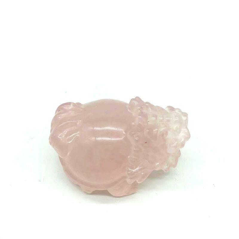 天然粉晶龙龟小摆件家居装饰品客厅雕刻精美摆设简约美化厂家