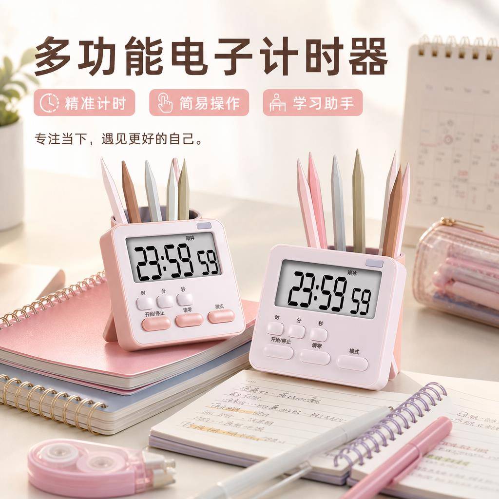 学生计时器考试专用做作业自律时间管理神器小闹钟桌面时钟考研用