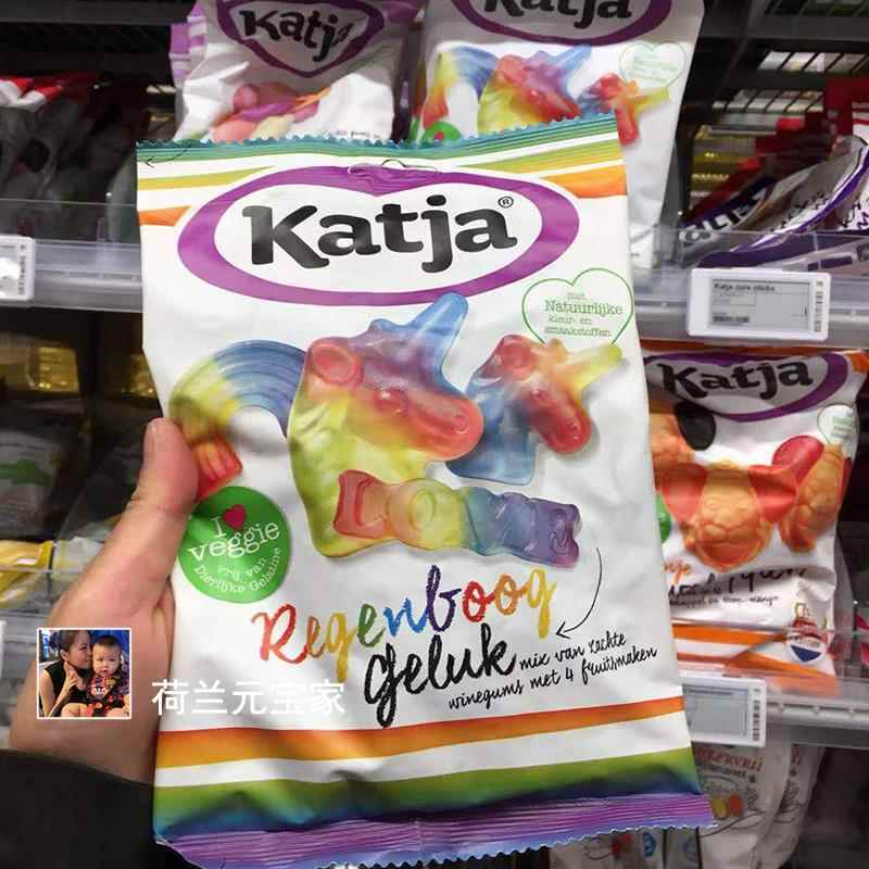 现货荷兰katja卡佳彩虹糖酸甜味软糖装独角兽儿童宝宝休闲趣玩食