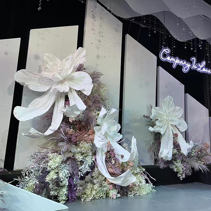 巨型纸艺婚庆仿真手花工饰塑花大型手工婚礼纸花背手工纸花装景褶