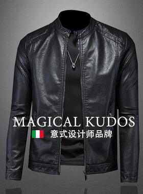 【MK专柜】MAGICAL KUDOS~机车皮衣立领简约皮夹克休闲短款外套
