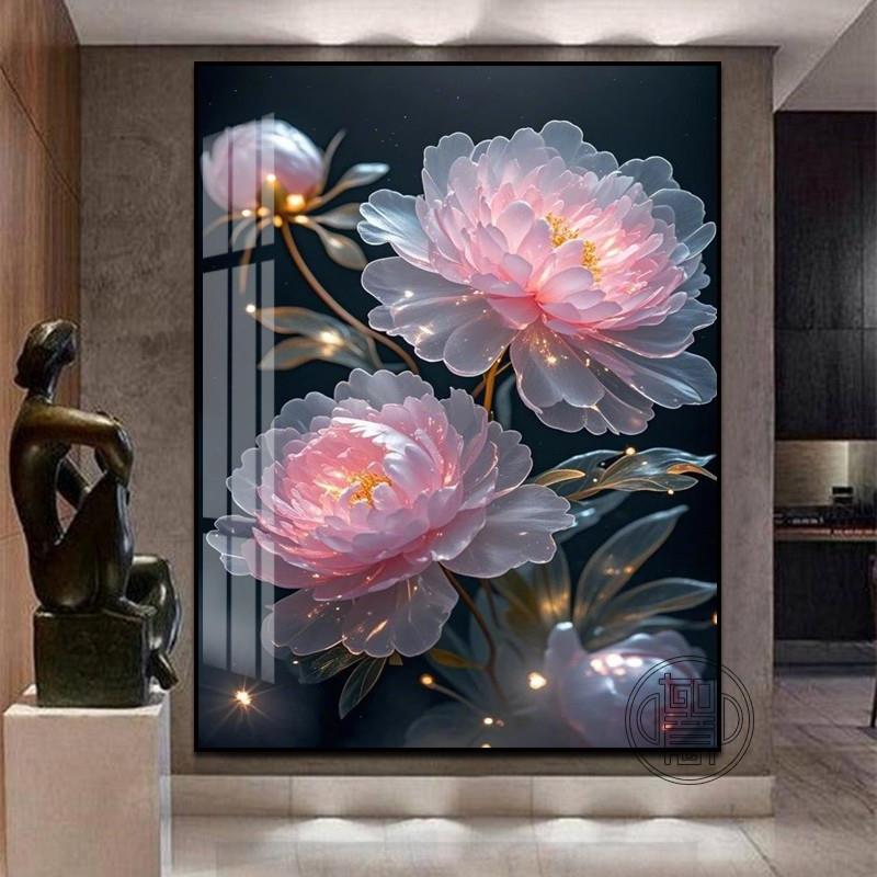 牡丹花钻石画2026新款客厅花卉钻石粘贴画高级感点钻十字绣满钻